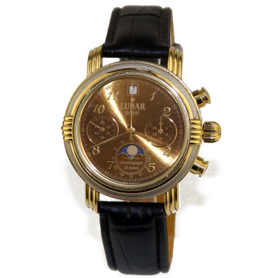 Watch chronograph "Lunar" with a golden dial 